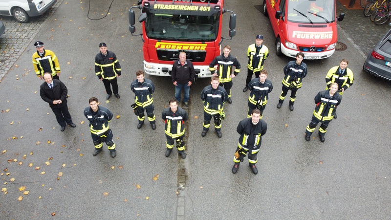 Feuerwehr Mitglieder von oben